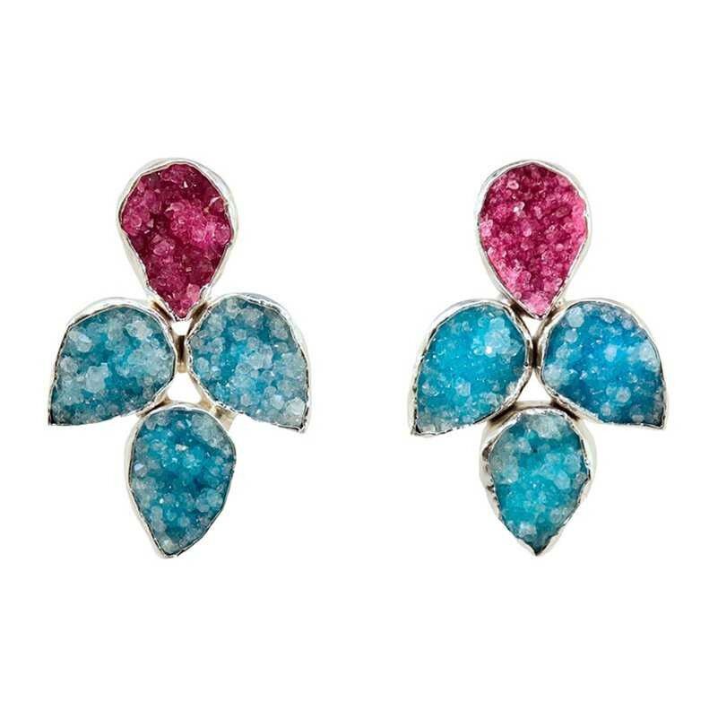 Orecchini Mairea Argento Fucsia e Blu Turchese