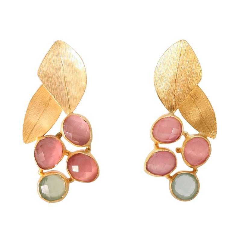 Orecchini d'acanto rosa scuro e verde acqua