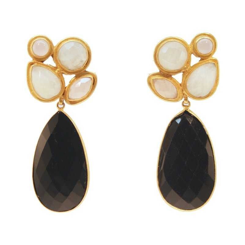 Orecchini Paraiso bianchi, rosa chiaro e neri