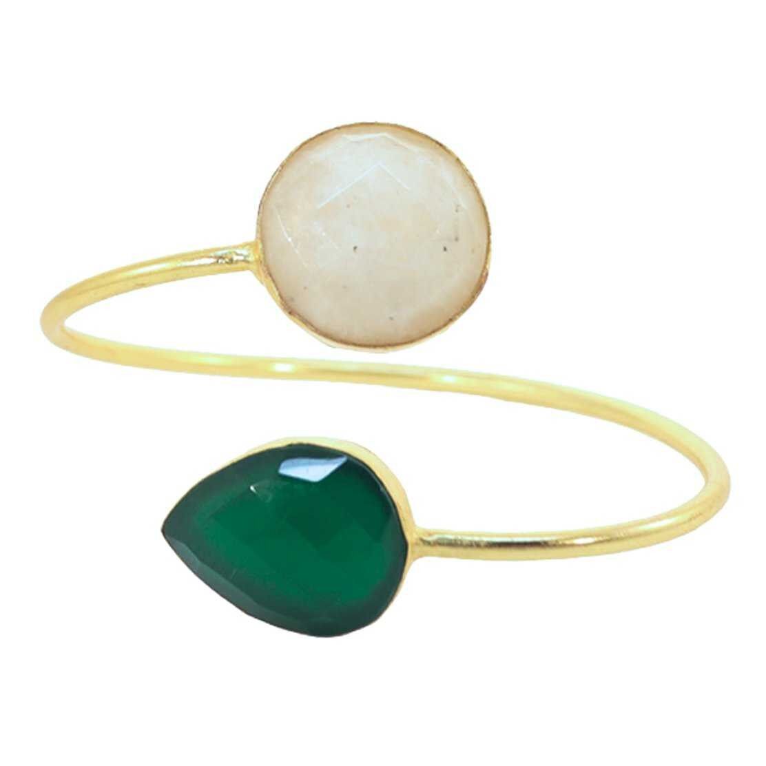 Armband aus CG-Mondstein und Dunkelgrün