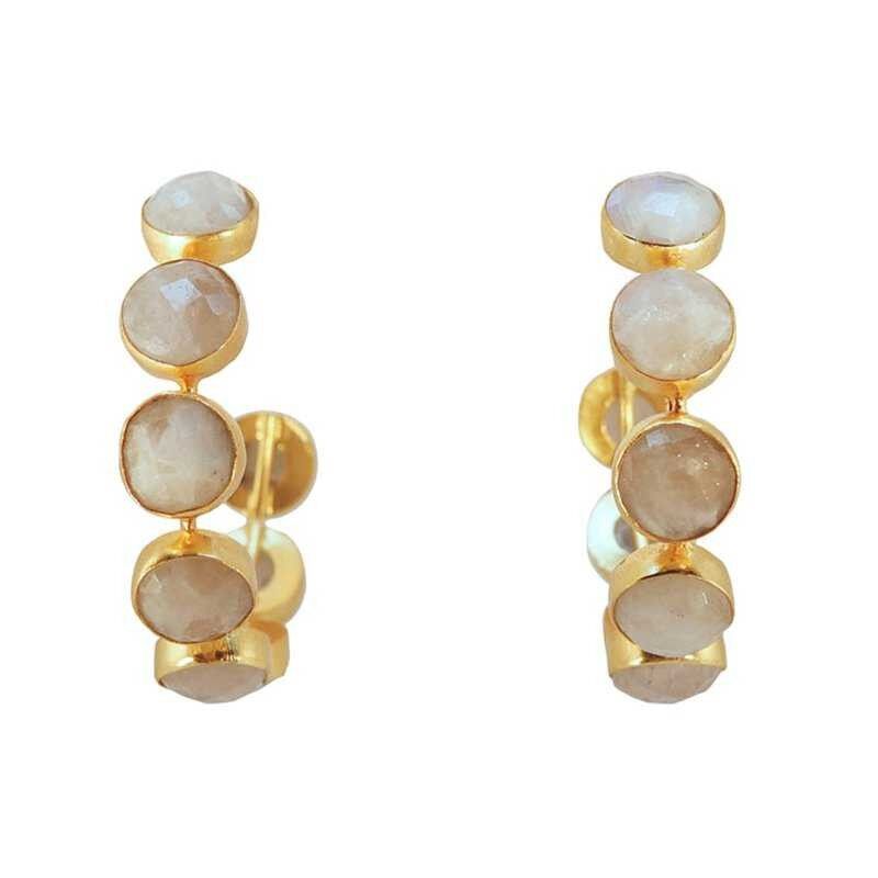 Orecchini a cerchio con sfera in pietra di luna