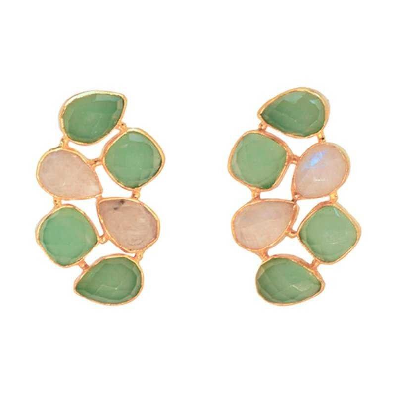 Alaska-Hellgrün- und Mondstein-Ohrringe