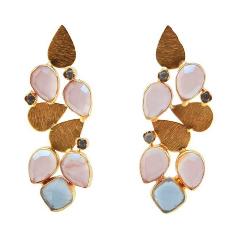 Orecchini Camelia Rosa Chiaro e Azzurro