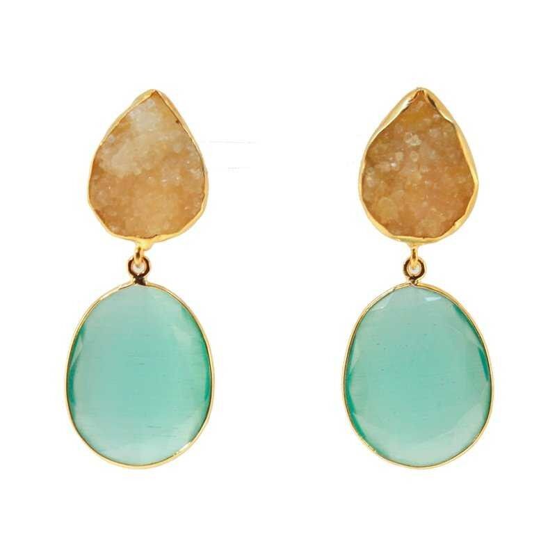 Orecchini Sabatini Giallo e Verde Acqua