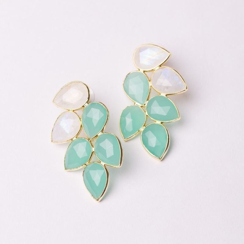 Orecchini Thailandia Ed. Pietra di luna e verde acqua limitati