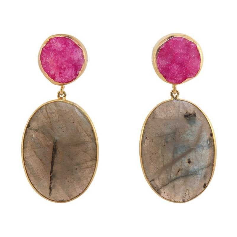 ORECCHINI TOULOUSE FUCSIA E LABRADORITE