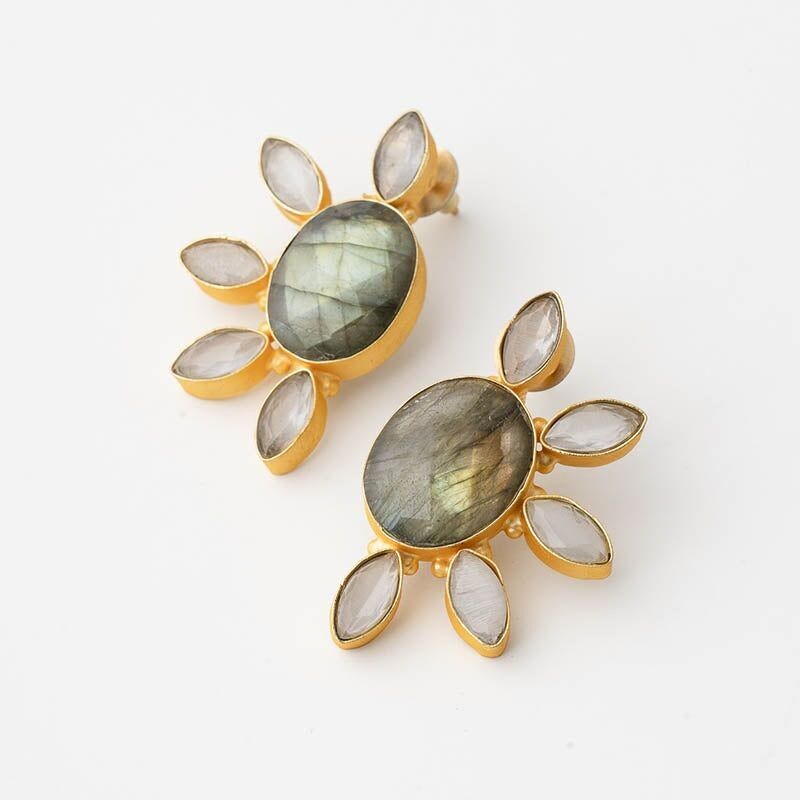 Orecchini Jamb Ed. Labradorite e grigio limitati