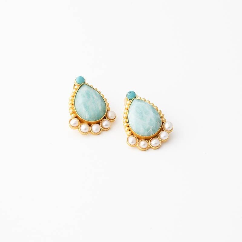 Orecchini Truss Ed. Amazzonite e perle limitate
