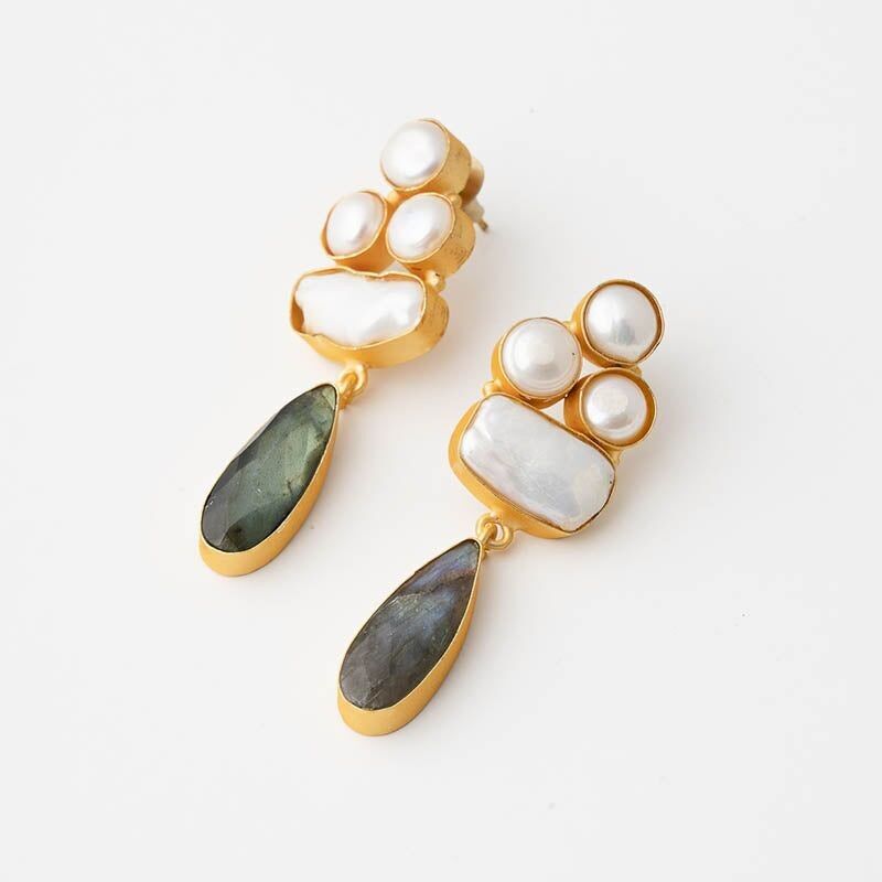 Orecchini Nanity Ed. Labradorite e perle limitate