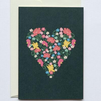 Carte de voeux Floral Heart, avec enveloppe