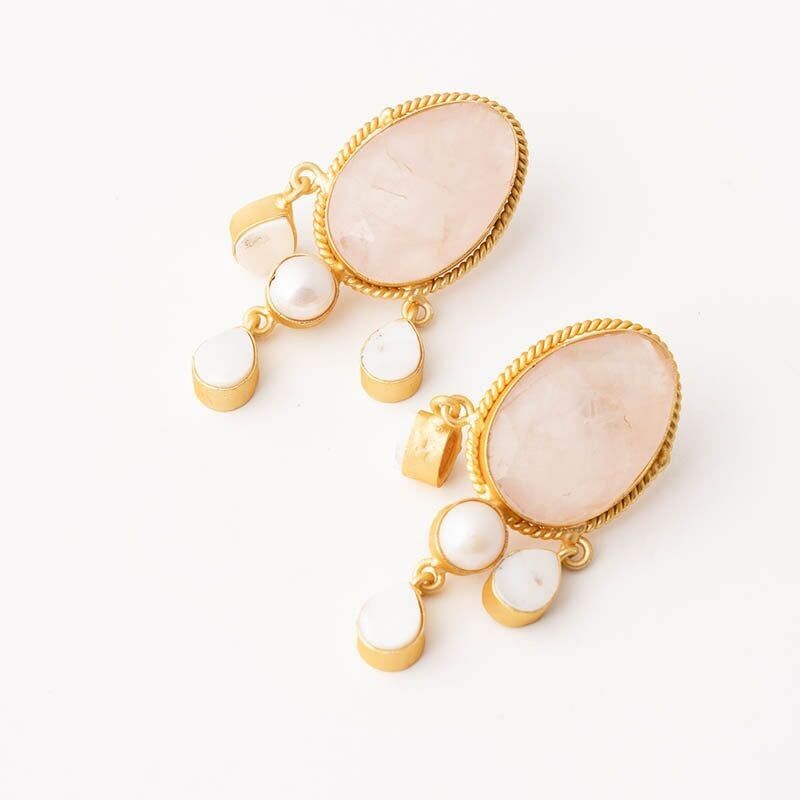 Orecchini Eider Ed. Quarzo rosa e perle in edizione limitata