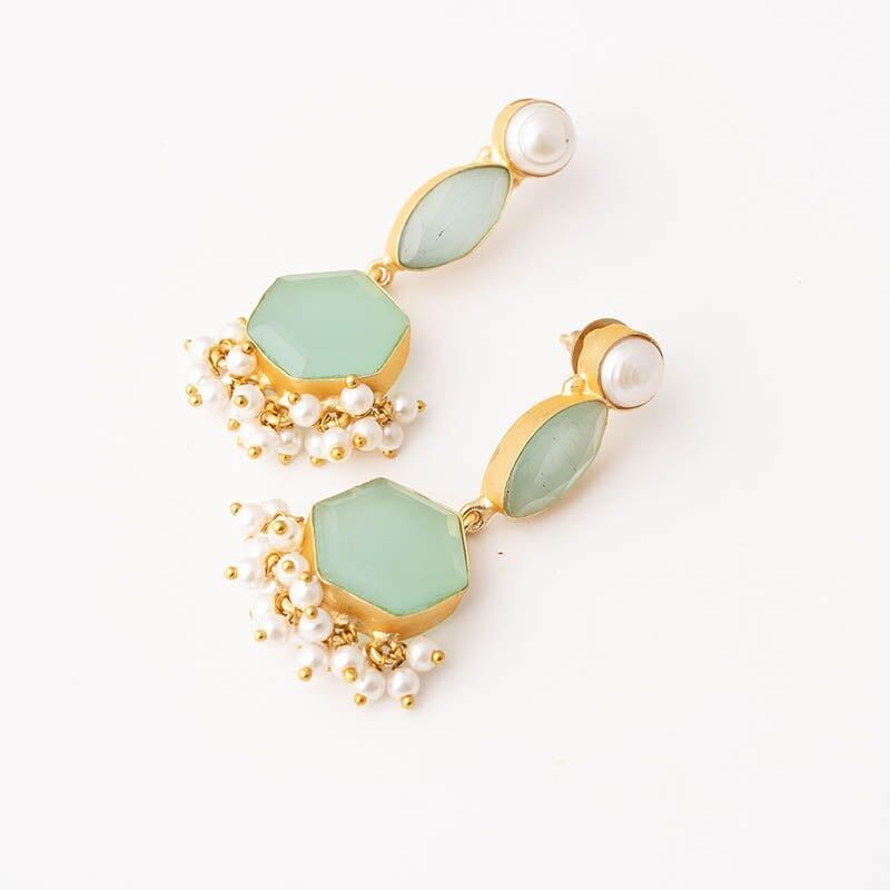 Orecchini Bile Ed. Acqua verde e perle limitate