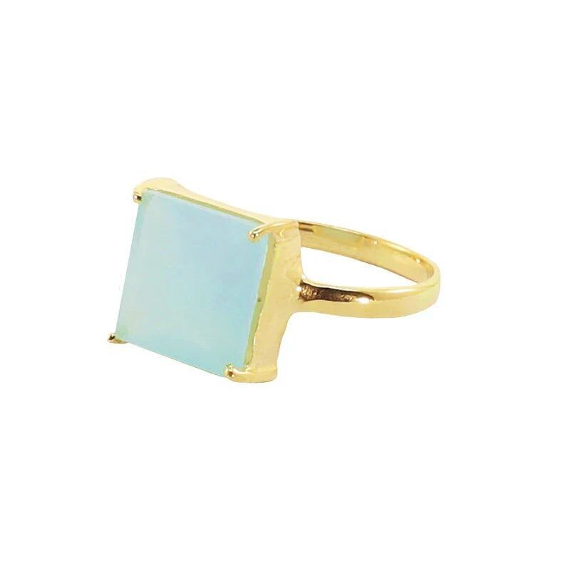 Anello quadrato azzurro