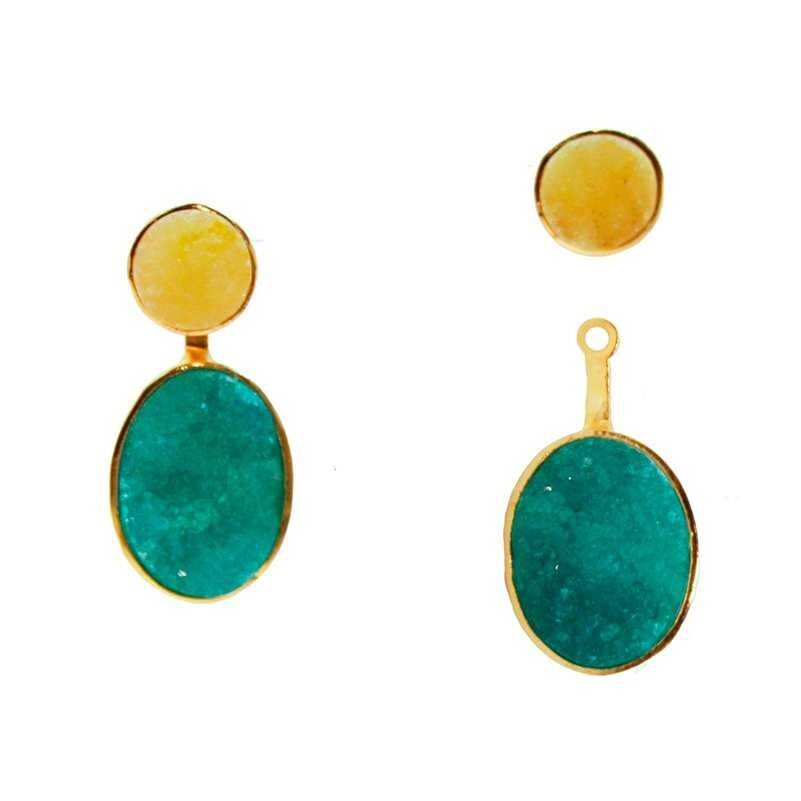 Orecchini rupia staccabili gialli e verdi
