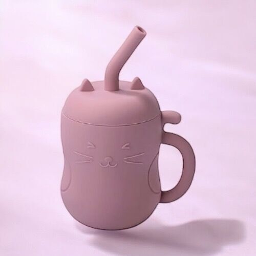 Baby Learning Cup Cat Pattern: Old Pink
