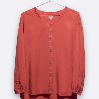 ella blouse in rust-red tencel for womeneb