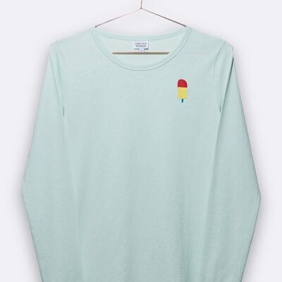 tommy longsleeve in turquoise with popsicle embroidery for women
