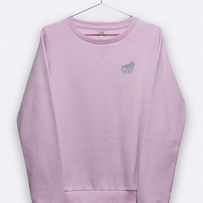maglione tommy in colori lilla con piccolo ricamo di ostriche da donna