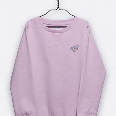 tommy sweater in flieder farben mit kleiner auster stickerei