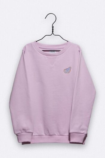 pull Tommy aux couleurs lilas avec petites broderies d'huîtres 1