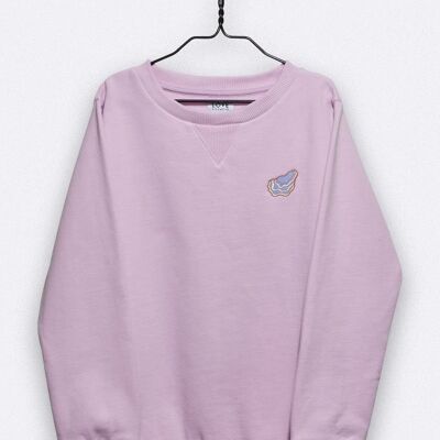 tommy sweater in lilac colors with small oyster embroidery