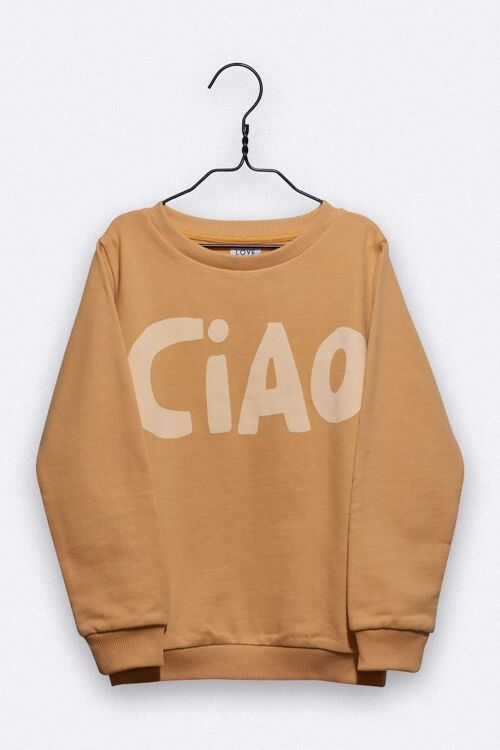 tommy sweater in sand farben mit dem ciao print