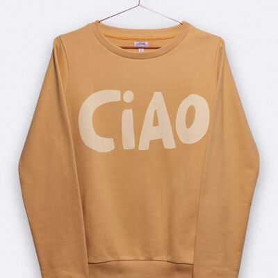 tommy sweater in velvet colors with the ciao print for women