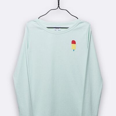 Tommy à manches longues en turquoise avec broderie popsicle