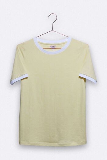 t-shirt balthasar jaune clair avec ceinture côtelée blanche pour femme 1