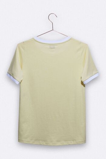 t-shirt balthasar jaune clair avec ceinture côtelée blanche pour femme 2