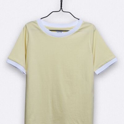 Camiseta balthasar en amarillo claro con cinturilla acanalada blanca