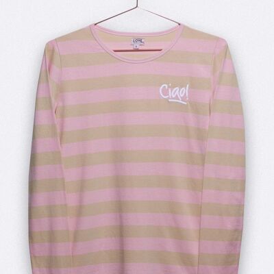 tommy longsleeve in lilac striped with ciao embroidery for women