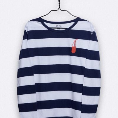 tommy longsleeve in dark blue white striped with limo embroidery