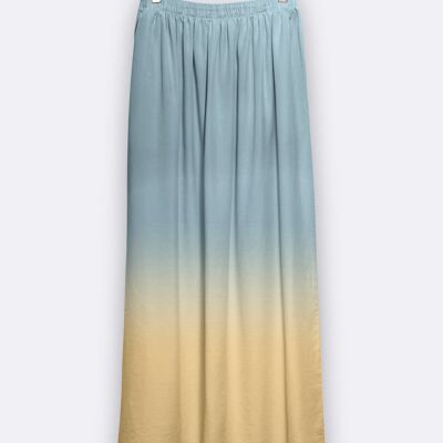 gonna lina in tencel tie-dye grigio chiaro e beige da donna