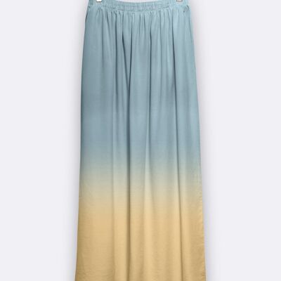 falda lina en tencel tie-dye gris claro y beige para mujer