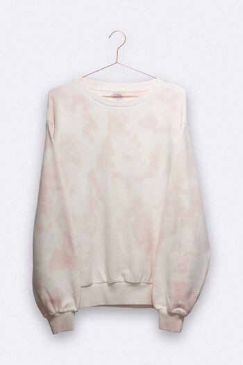 pull tilda en jersey de coton bio tie-dye blanc et rose pour femme 1