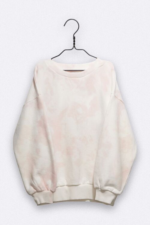 tilda sweater in weiss und rosa gebatiktem organic cotton jersey