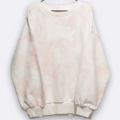 tilda sweater in white and pink tie-dyed organic cotton jersey