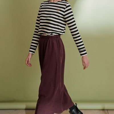 Lina skirt in plum-colored tencel for women
