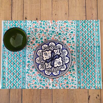 Sets de table en coton bio imprimé bloc (lot de 2)