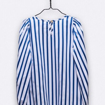 polly blouse in blue and white striped
