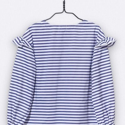 paula blouse in blue and white striped