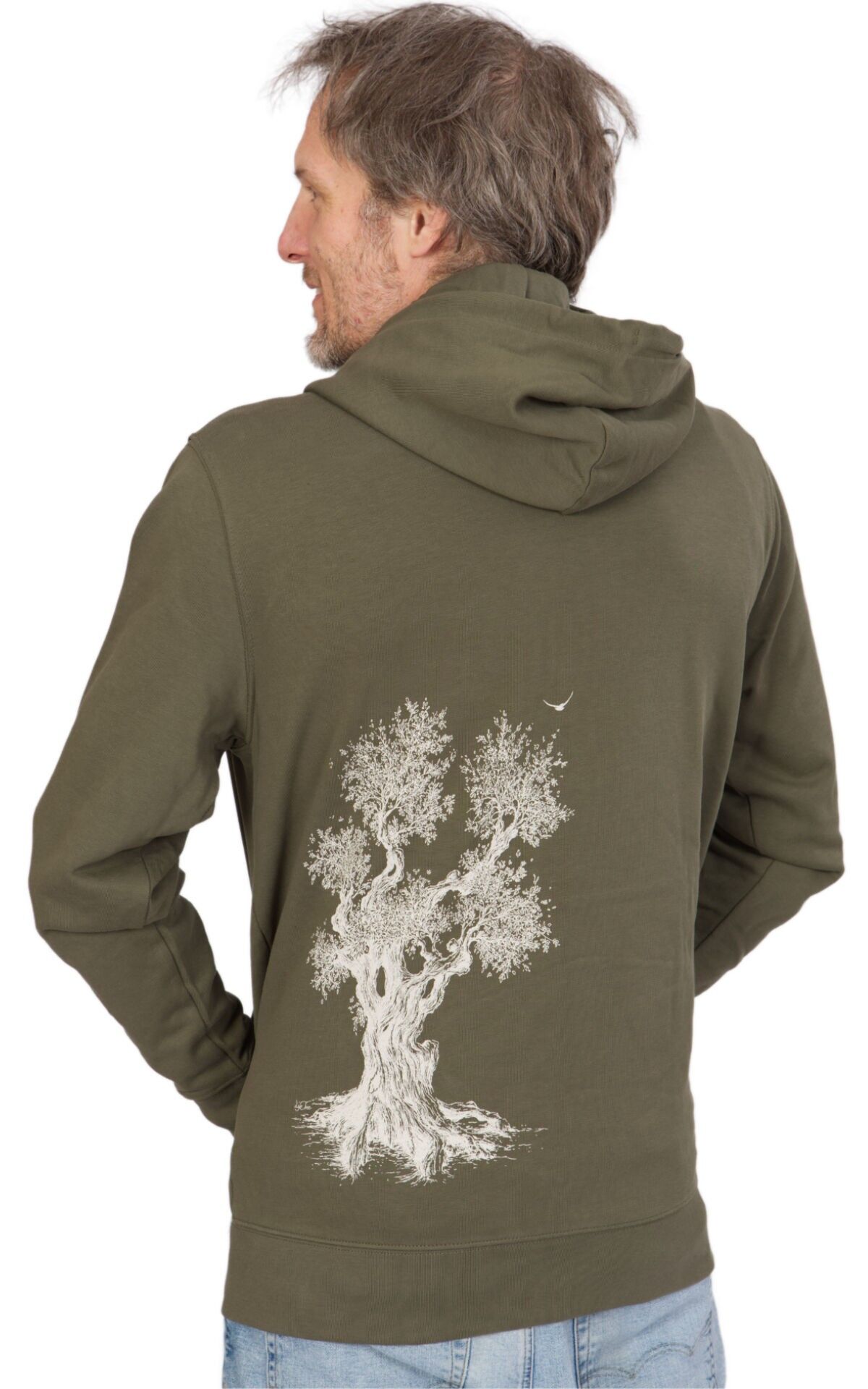 Organic Fairwear Zipper Unisex Khaki Olive Tree