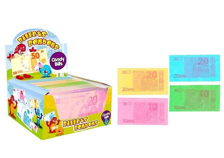Brabo - Candy Bills - Bonbon Billet X 400 unità (confezione da 1) - 5 colori e gusti assortiti nella scatola