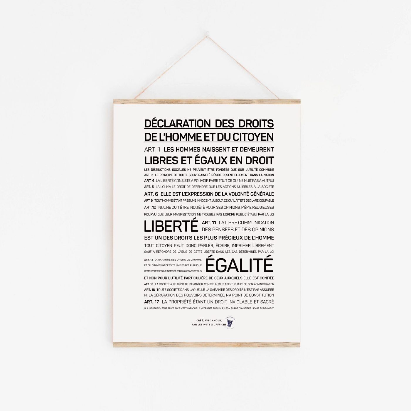 Affiche Déclaration des droits de l'homme (A2, A3, A4, A5, A6)