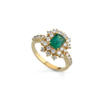 Anello Emerald cut emerald