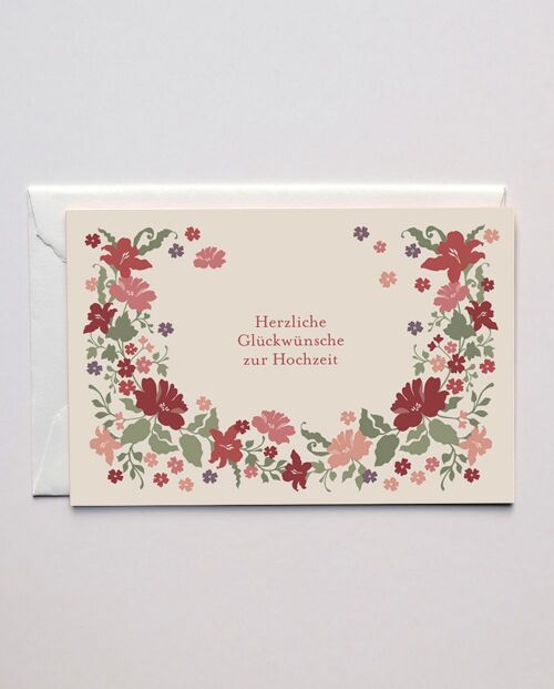 Hochzeitskarte Blütenkranz, mit Umschlag
