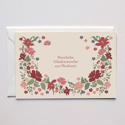 Hochzeitskarte Blütenkranz, mit Umschlag