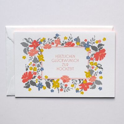Hochzeitskarte Blumenetikett, mit Umschlag
