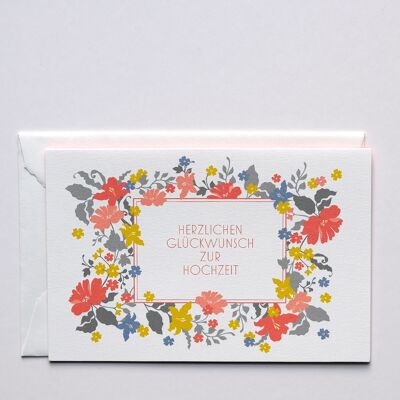 Étiquette florale de carte de mariage, avec enveloppe